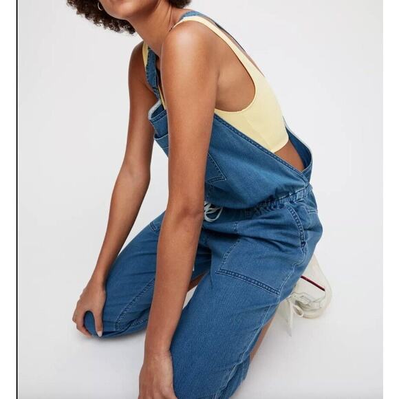 Aritzia Wilfred Free Valletta Overalls Cropped Jumpsuit Indigo Blue Small - Picture 10 of 10